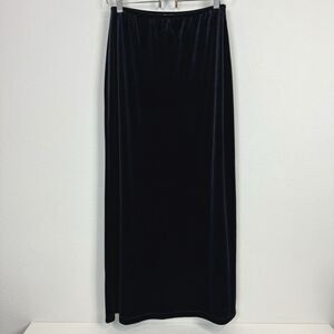 VTG Black Velvet Stretch Maxi Skirt 90s CPW Small